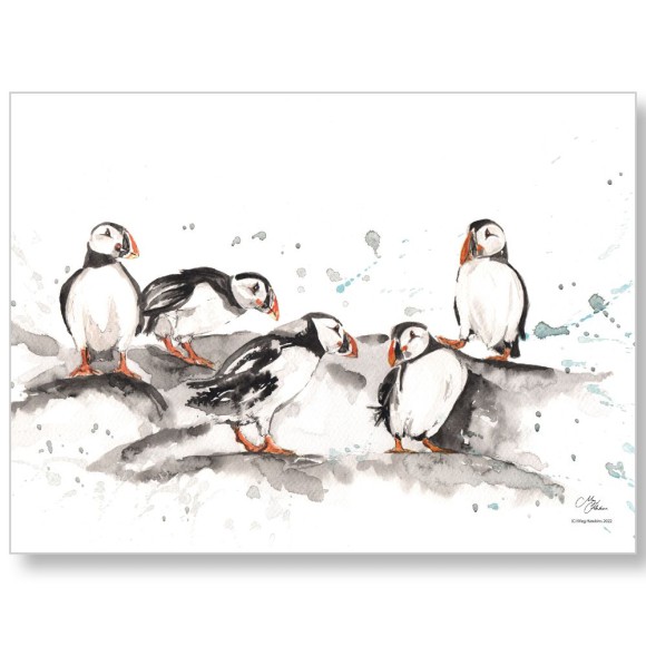 Meg Hawkins Puffins Group Tea Towel
