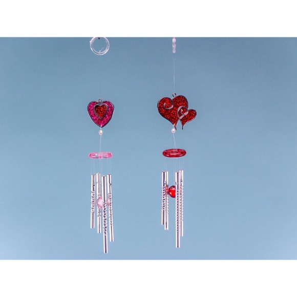 Glitter Single Heart Chime, 28cm, 2 assorted