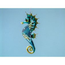 Metal and Glass Seahorse Plaque, 32cm