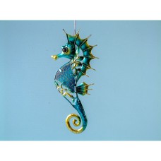 Metal and Glass Seahorse Plaque, 32cm