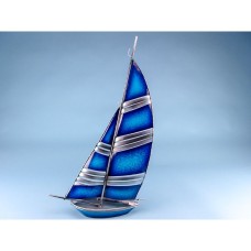 Blue and Silver Metal Yacht, 28.5x49.5cm