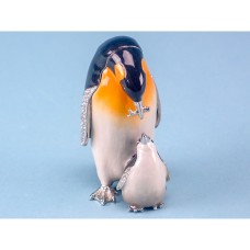 Cloisonne Penguin and Chick, 9x5cm