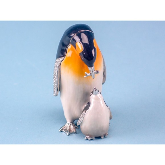 Cloisonné Penguin and Chick, 9x5cm