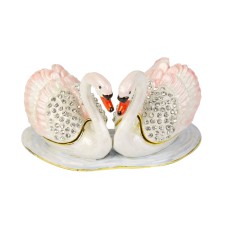 Cloisonné Swan Pair, 9cm