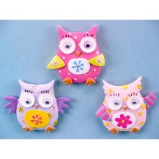 Colourful Owl Magnet, 6cm, 3 assorted