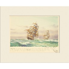 David Bell Cutty Sark signed mounted print, 26x21cm