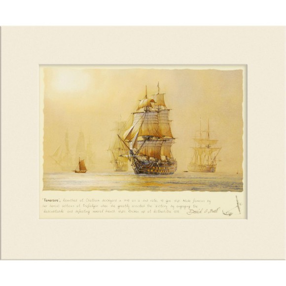 David Bell Temeraire signed mounted print, 26x21cm