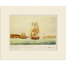 David Bell Whitby's Heritage (Endeavour) signed mounted print, 26x21cm