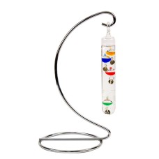 Galileo Thermometer on Metal Stand, 24cm