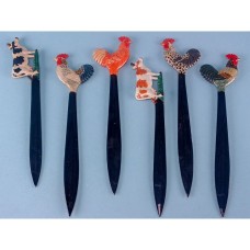 Letter Opener, Cockerel and Cow, 21cm, 2 assorted