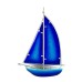 Stained Glass Bermuda-rigged Yacht, blue, 26cm