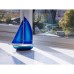 Stained Glass Bermuda-rigged Yacht, blue, 26cm
