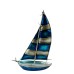 Art Metal Bermuda-rigged Yacht, striped sails, 25cm