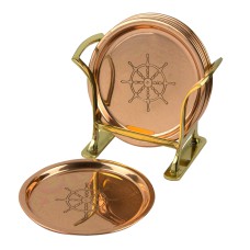 Coaster Set (6) - Ship's Wheel, copper