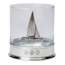 Pewter-mounted Whisky Tumbler with Yacht Badge