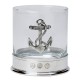 Pewter-mounted Whisky Tumbler with Fouled Anchor Badge