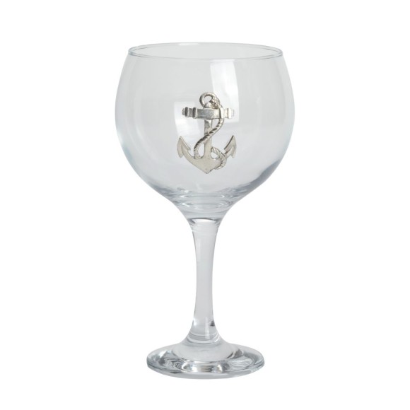 Gin Glass with Pewter Anchor Badge