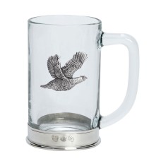 Glass Tankard with Pewter Base and Grouse Badge