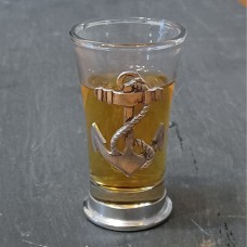 Shot Glass with Pewter Base and Anchor Badge