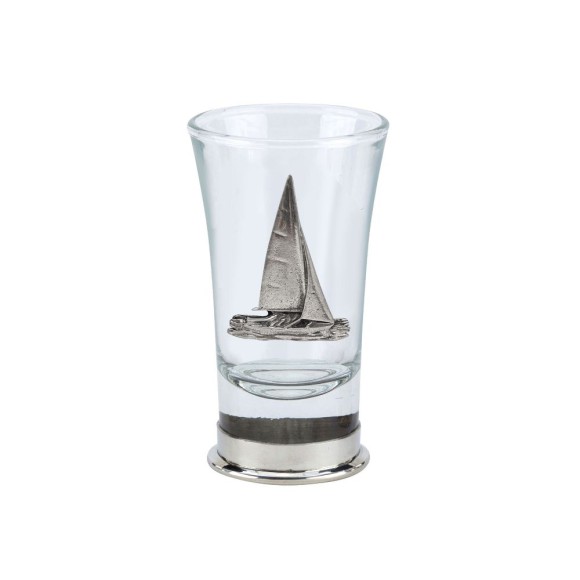 Shot Glass with Pewter Base and Yacht Badge