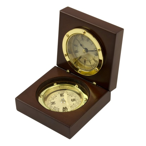 Admiral's Clock & Compass Box, 9x9cm
