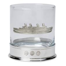 Pewter-mounted Whisky Tumbler with RMS Titanic Badge