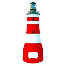 Lighthouse Bottle Opener Magnet, red/white stripe