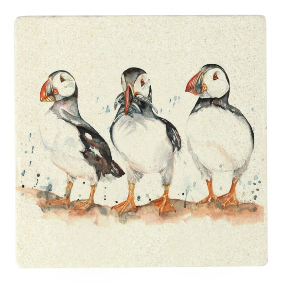 Meg Hawkins Puffin Trio Stone Coaster