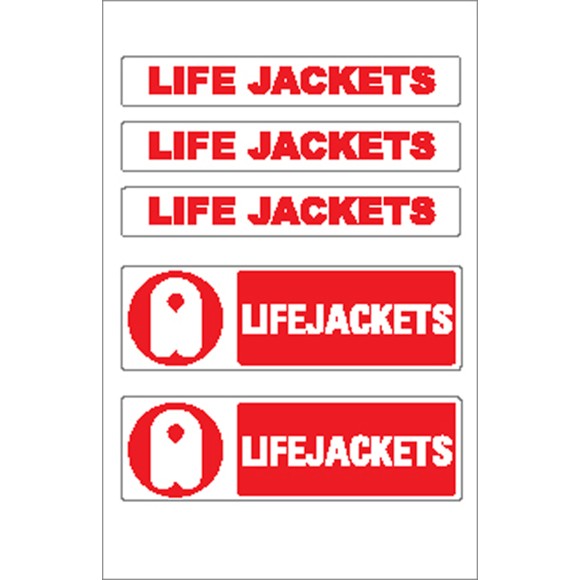 Boat Sticker - Life jacket logo & words (S)