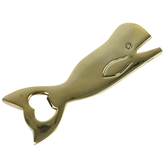 Whale Bottle Opener, brass, 19cm
