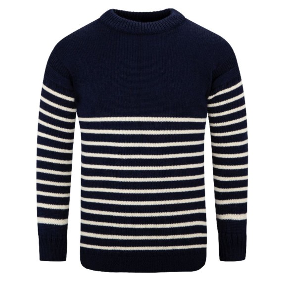 Breton Crew Sweater, navy, XXL
