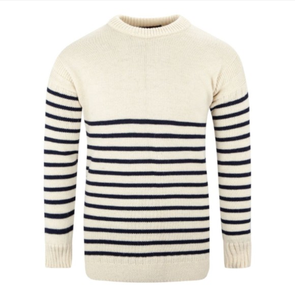 Breton Crew Sweater, ecru, XL