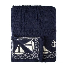 British Wool Nautical Throw, navy, 150x120cm