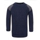 Tweed Patch Crew Neck Sweater, navy, small