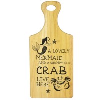 Mermaid and Crab Wooden Board, 34cm 