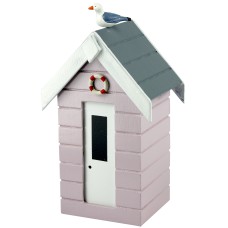 Beach Hut Money Box, pastel pink, 16cm