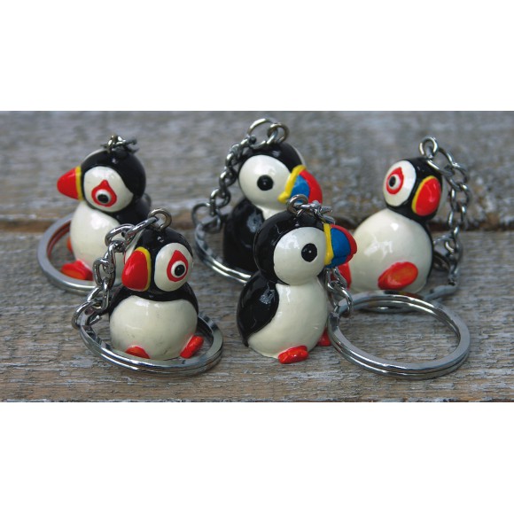 Puffin Keyrings, 5 assorted