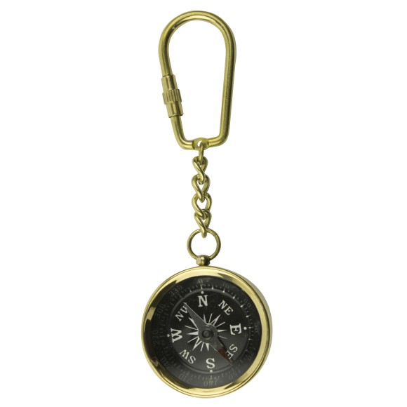 Brass Compass Keyring