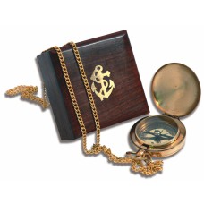 Pocket Compass & Chain in Wooden Box