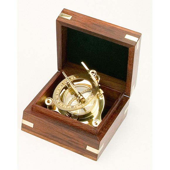 Brass Sundial in Box, 9cm