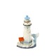 Painted Wood-effect Lighthouse with Whale Tail, 9cm