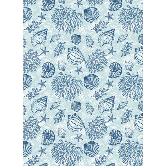 Shells and Coral Tea Towel, 71x51cm