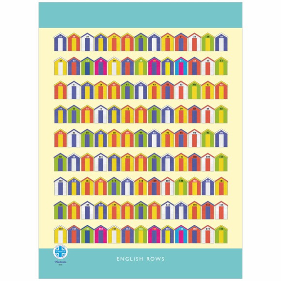 English Rows Beach Hut Tea Towel