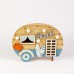 Wooden Caravan with Lights, "Beach", 20cm
