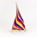 Glass Sailing Boat, multi coloured, 33cm