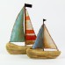 Driftwood Sailboat with Metal Sails, white/blue, 17cm