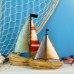 Driftwood Sailboat with Metal Sails, white/blue, 17cm
