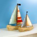 Driftwood Sailboat with Metal Sails, white/blue, 17cm