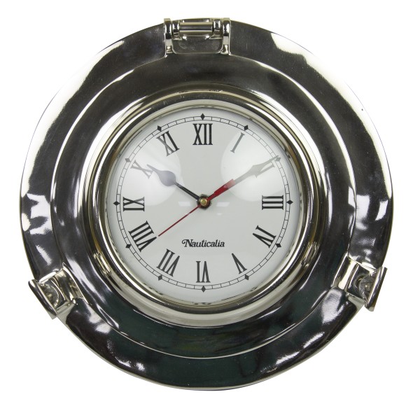 Aluminium Porthole Clock, 28cm
