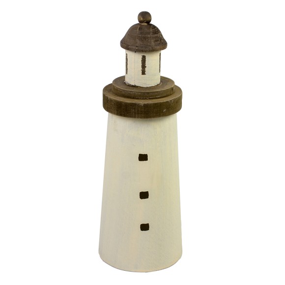 Wooden Lighthouse, white/brown, 30cm